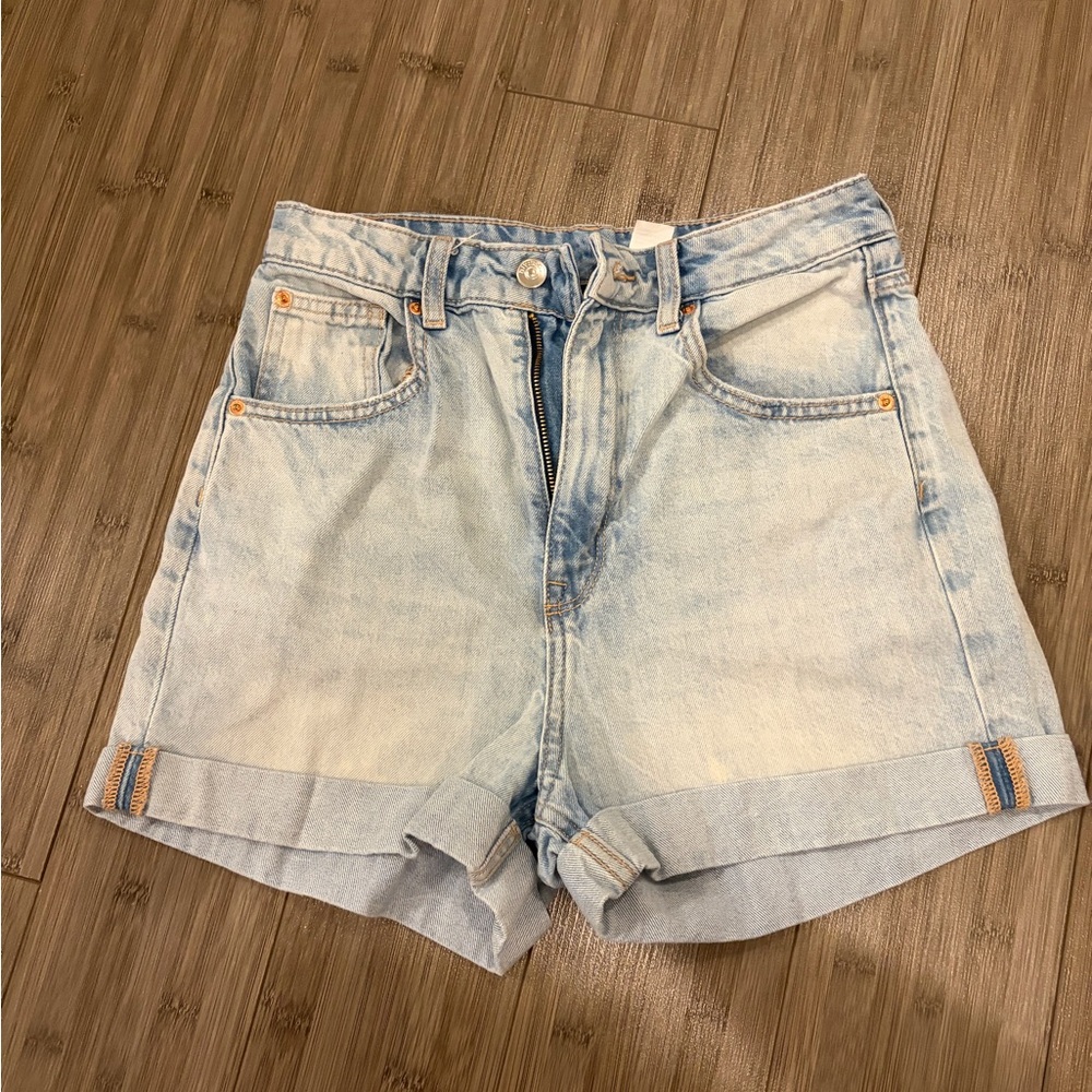 Light Blue Denim Women's High Waisted Shorts
